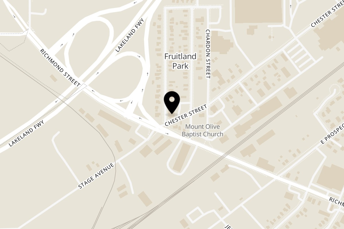 Map showing the location of Johnny Gringo Painesville on 11 Chester St in Painesville